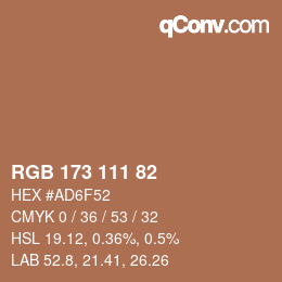 カラーコード: RGB 173 111 82 | qconv.com