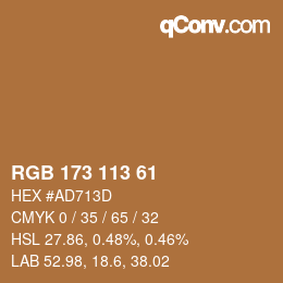 カラーコード: RGB 173 113 61 | qconv.com