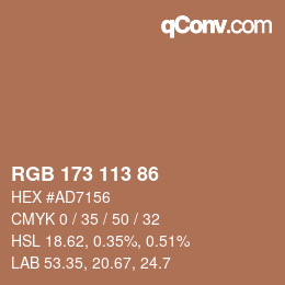 Color code: RGB 173 113 86 | qconv.com