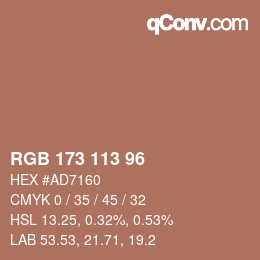 カラーコード: RGB 173 113 96 | qconv.com
