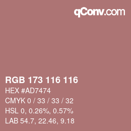 Color code: RGB 173 116 116 | qconv.com