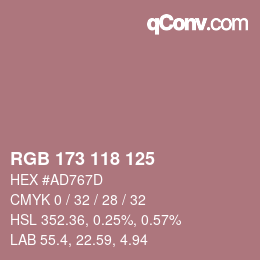 Code couleur: RGB 173 118 125 | qconv.com