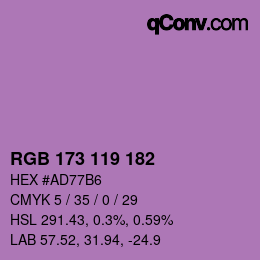 Código de color: RGB 173 119 182 | qconv.com