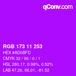 カラーコード: RGB 173 11 253 | qconv.com