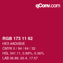 Color code: RGB 173 11 62 | qconv.com