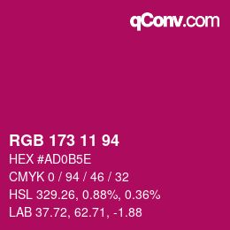 カラーコード: RGB 173 11 94 | qconv.com