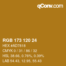 カラーコード: RGB 173 120 24 | qconv.com