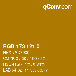 颜色代码: RGB 173 121 0 | qconv.com