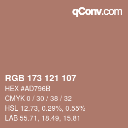 颜色代码: RGB 173 121 107 | qconv.com