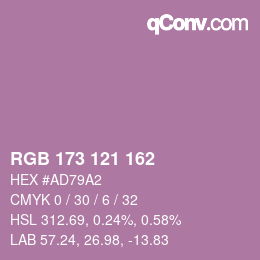 Color code: RGB 173 121 162 | qconv.com