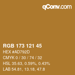 Color code: RGB 173 121 45 | qconv.com