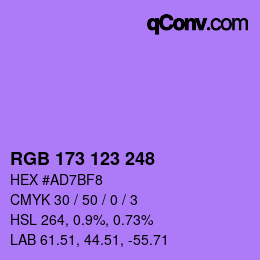 カラーコード: RGB 173 123 248 | qconv.com