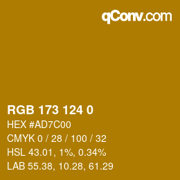 颜色代码: RGB 173 124 0 | qconv.com