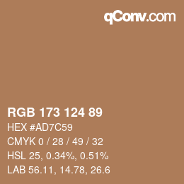 颜色代码: RGB 173 124 89 | qconv.com
