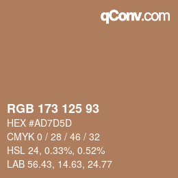 Color code: RGB 173 125 93 | qconv.com