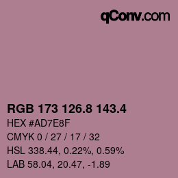 カラーコード: RGB 173 126.8 143.4 | qconv.com