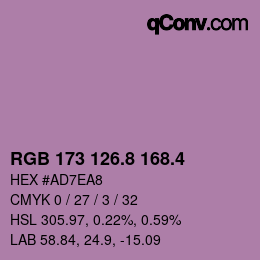 カラーコード: RGB 173 126.8 168.4 | qconv.com