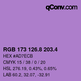 カラーコード: RGB 173 126.8 203.4 | qconv.com