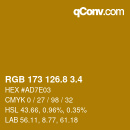 カラーコード: RGB 173 126.8 3.4 | qconv.com