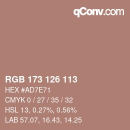 Farbcode: RGB 173 126 113 | qconv.com