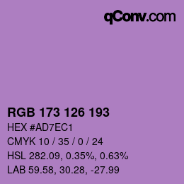 Color code: RGB 173 126 193 | qconv.com