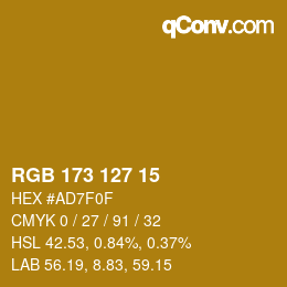 Color code: RGB 173 127 15 | qconv.com