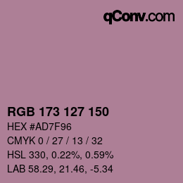 颜色代码: RGB 173 127 150 | qconv.com