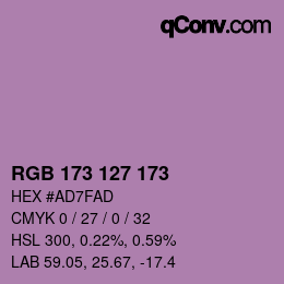 Código de color: RGB 173 127 173 | qconv.com