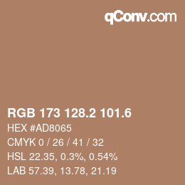 カラーコード: RGB 173 128.2 101.6 | qconv.com