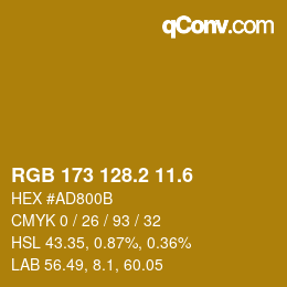 カラーコード: RGB 173 128.2 11.6 | qconv.com