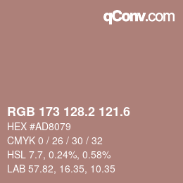 カラーコード: RGB 173 128.2 121.6 | qconv.com