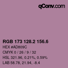 カラーコード: RGB 173 128.2 156.6 | qconv.com