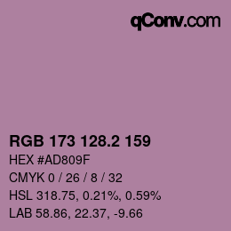 カラーコード: RGB 173 128.2 159 | qconv.com
