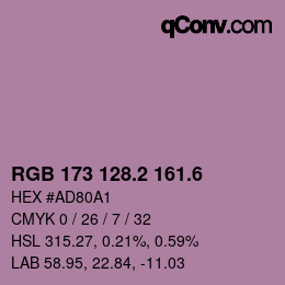 カラーコード: RGB 173 128.2 161.6 | qconv.com