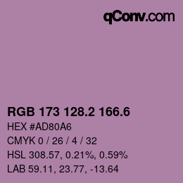 カラーコード: RGB 173 128.2 166.6 | qconv.com