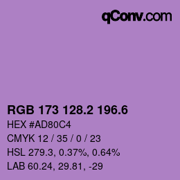 カラーコード: RGB 173 128.2 196.6 | qconv.com