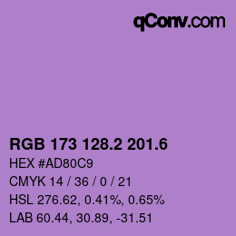 カラーコード: RGB 173 128.2 201.6 | qconv.com