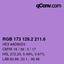 カラーコード: RGB 173 128.2 211.6 | qconv.com