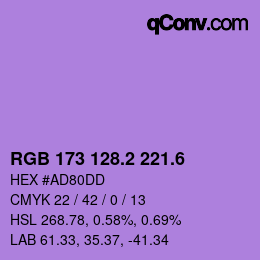 カラーコード: RGB 173 128.2 221.6 | qconv.com