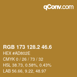 カラーコード: RGB 173 128.2 46.6 | qconv.com
