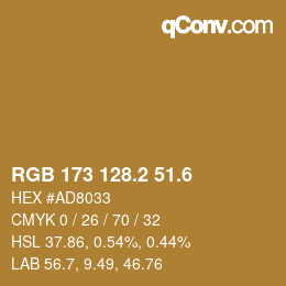 カラーコード: RGB 173 128.2 51.6 | qconv.com