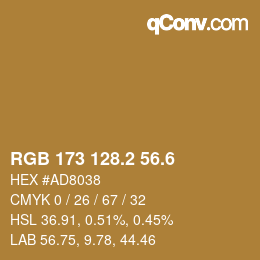 カラーコード: RGB 173 128.2 56.6 | qconv.com