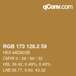 カラーコード: RGB 173 128.2 59 | qconv.com