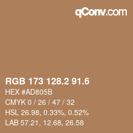 カラーコード: RGB 173 128.2 91.6 | qconv.com