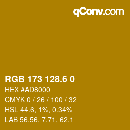 カラーコード: RGB 173 128.6 0 | qconv.com