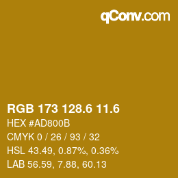 カラーコード: RGB 173 128.6 11.6 | qconv.com