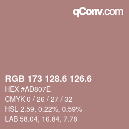 カラーコード: RGB 173 128.6 126.6 | qconv.com