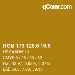 カラーコード: RGB 173 128.6 16.6 | qconv.com