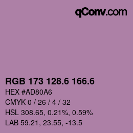 カラーコード: RGB 173 128.6 166.6 | qconv.com
