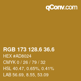 カラーコード: RGB 173 128.6 36.6 | qconv.com